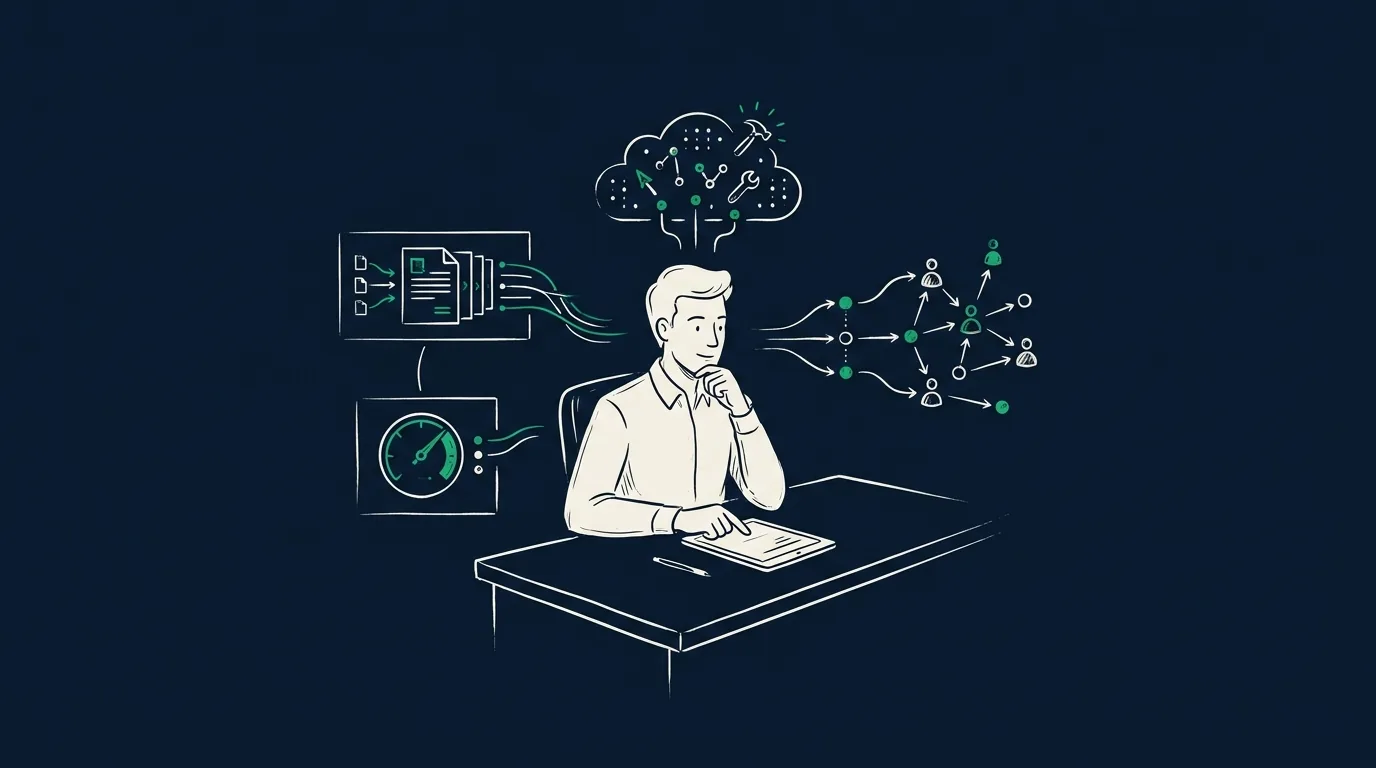 A consultant directing a set of AI tools and agents that do the repetitive work