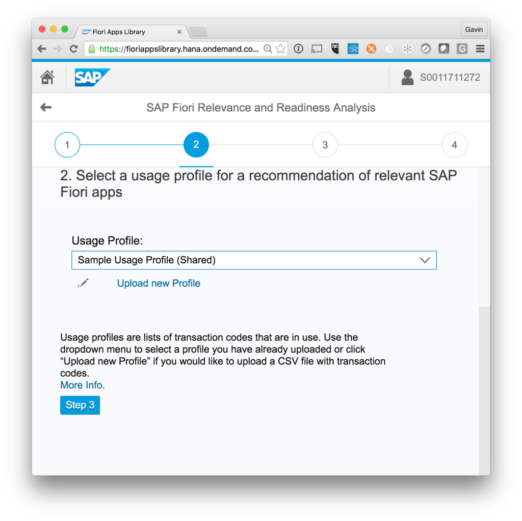 SAP Usage Profile