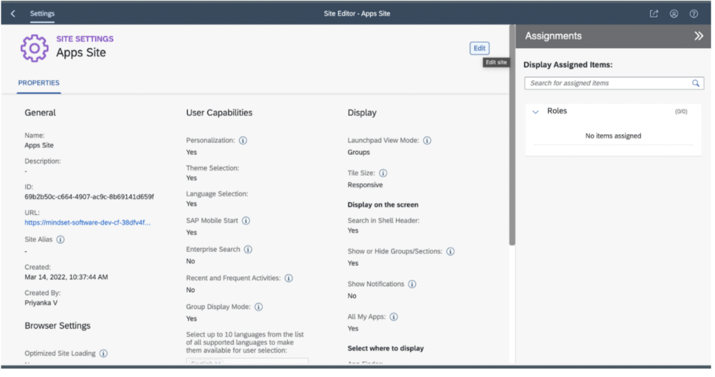 Launchpad Service Part 2 Assigning Roles to the Site & Apps to