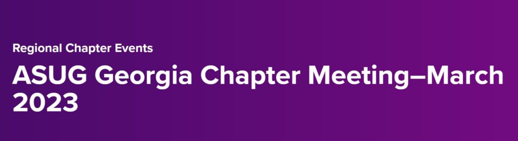 Platinum Sponsor: ASUG Georgia Spring Chapter Meeting