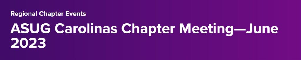 Gold Sponsor: ASUG Carolinas Chapter Meeting