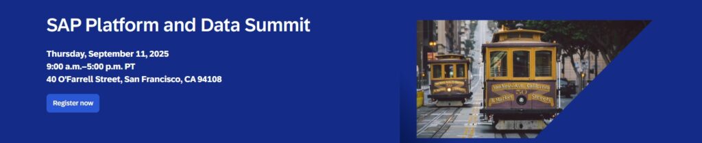 Platinum Sponsor: SAP Platform and Data Summit, San Francisco