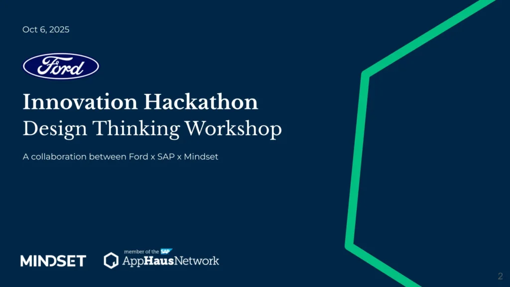 Title slide for the automaker Innovation Hackathon Design Thinking Workshop